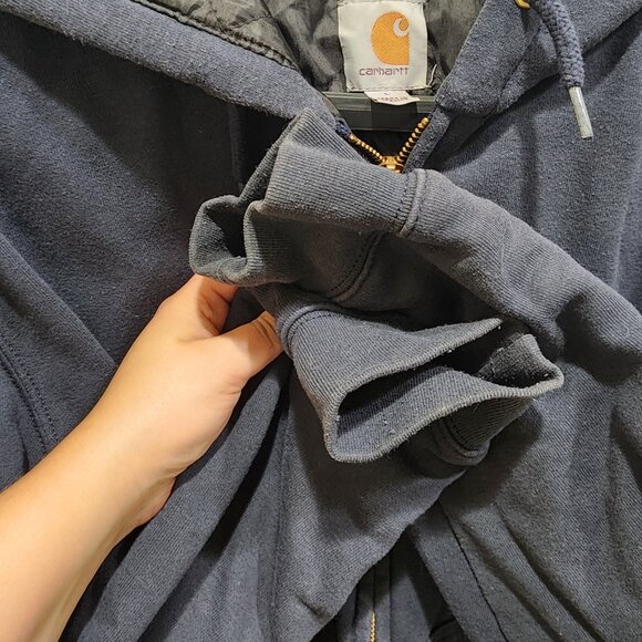 Carhartt Men’s L Quilted Lined Zip Hoodie Blue Full Zip Work Jacket - Picture 5 of 11